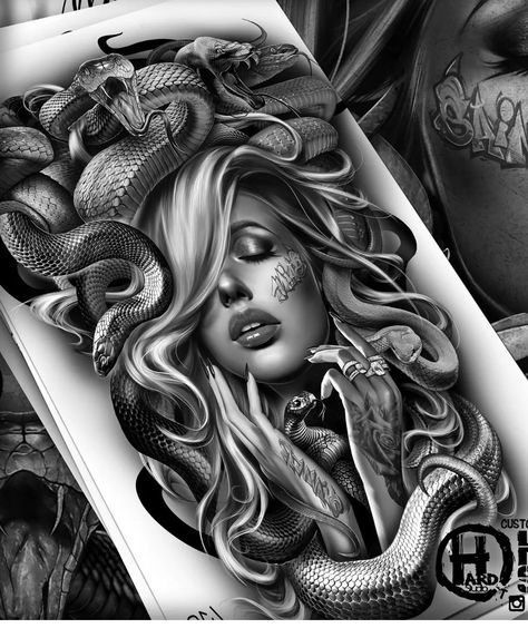 Order Tattoo, Tattoo Medusa, Leg Sleeve Tattoos, Dragon Tattoo Ideas, Chicano Tattoos Sleeve, Medusa Tattoo Design, Full Leg Tattoos, Girl Face Tattoo, Gangsta Tattoos