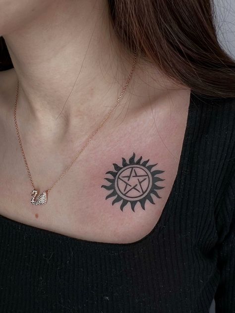 Spn Tattoo, Dean Tattoo, Fandom Tattoos, Gothic Tattoos, Minimalist Tattoo Ideas, Supernatural Tattoo, Cute Little Tattoos, E Tattoo, Classy Tattoos