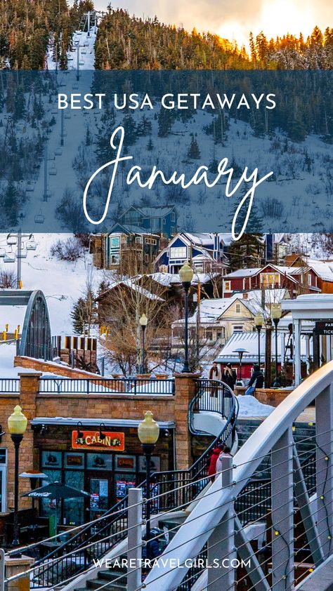 January is the perfect time to take a weekend getaway, a week-long trip with your girls, or host a bachelorette party. The festive season has ended and many hotel options are cheaper than other times of the year. With so many great January destinations, we have compiled a list of our top 10 best places to visit in January in the USA to get you excited for a weekend away with your family or girlfriends! Weekend Anniversary Trip Ideas, Best Girls Trip Destinations In The Us, Winter Getaways In The Us, Valentines Weekend Getaway, Sedona Hotels, Romantic Winter Getaways, Weekend Getaway Ideas, Winter Weekend Getaway, Girls Trip Destinations