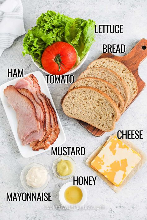 Cold Ham Sandwich Ideas, Ham And Cheese Sandwich Ideas, Ham And Tomato Sandwich, Easy Ham Sandwich Recipes, Ham Sandwich Recipes Cold, Ham And Cheddar Sandwich, Ham Sandwich Ideas, Gourmet Ham Sandwich, Ham Cheese Tomato Sandwich