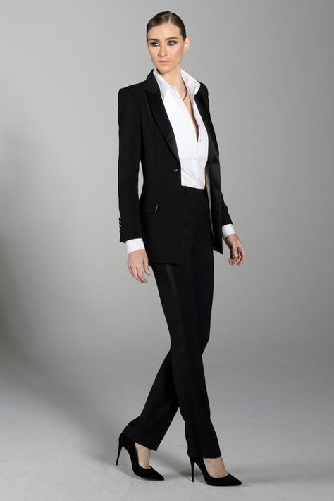 Women’s Tuxedo Jackets – Little Black Tux Formal Black Suits For Women, Peak Lapel Tuxedo, Tuxedo Women, Black Shawl, Black Tux, Woman Suit Fashion, Tuxedo Suit, Black Tuxedo, Peak Lapel