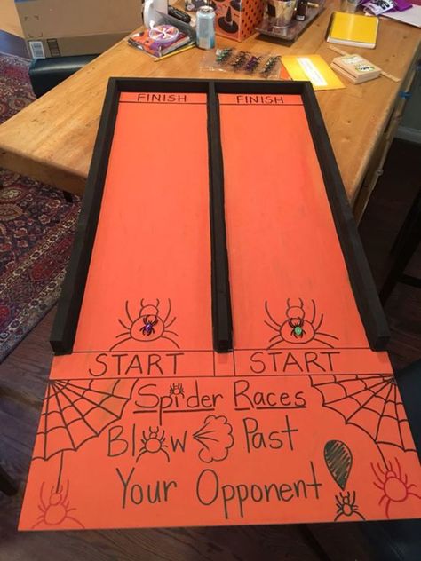 Halloween Fun Activities For Adults, Halloween Games For Fall Festival, Spider Race Game, Halloween Block Party Food, Pre K Halloween Party Games, Halloween Pranks For Kids, Class Halloween Party Games, Kids Fall Festival Games, Fall Class Party Games