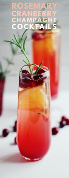 Cranberry Rosemary Champagne Cocktails are a festive, fizzy, not-too-sweet cocktail that’s perfect for the holidays. The ombre color, green rosemary sprigs, and ruby-red cranberries make them especially pretty to serve, too.  #champagne #cocktail #christmas #ombre Cranberry Champagne Cocktail, Christmas Champagne, Champagne Recipes Cocktails, Rosemary Simple Syrup, Champagne Cocktails, Sweet Cocktails, Rove Concepts, Best Cocktail Recipes, Champagne Cocktail