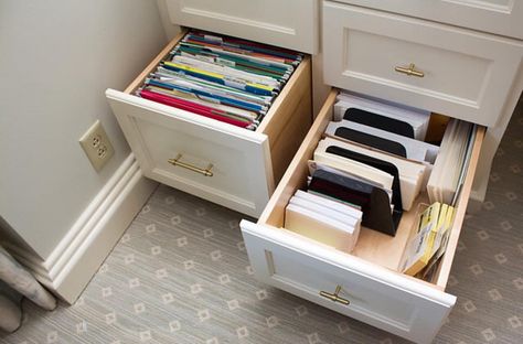 Paper sorters in a deep desk drawer work great for envelopes and stationary. __________________________________ #desk #office #drawer… Deep Drawer Organization Office, Deep Desk Drawer Organization, Bureau Upcycle, Girlboss Office, Deep Desk, Desk Drawer Organisation, Stationary Desk, Desk Organizing, Deep Drawer Organization