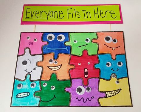 Bully Prevention, Community Bulletin Board, Friendship Activities, Bored Teachers, Prevention Month, Notice Boards, Diy Puzzles, Classroom Bulletin Boards, School Bulletin Boards