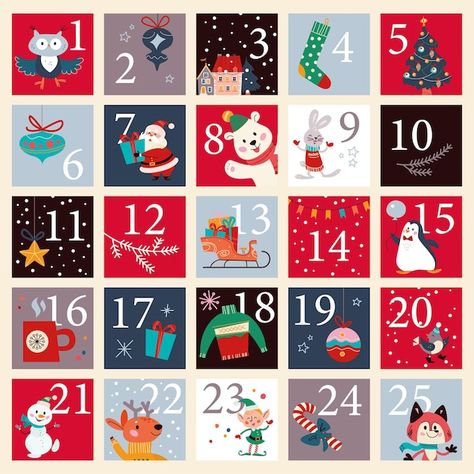 Printable Advent Calendar, Poster Christmas, Christmas December, Xmas Elf, Holiday Countdown, Advent Calenders, Vector Christmas, Christmas Calendar, Diy Advent Calendar