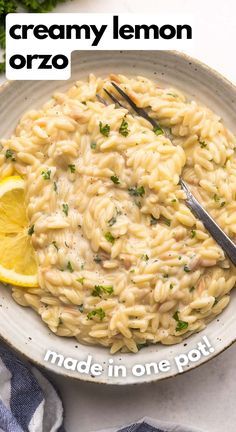 Creamy Lemon Garlic Orzo, Chicken Lemon Orzo Pasta, Pasta Rice Recipes, Lemon Ricotta Orzo, Lemon Orzo Pasta With Chicken, Orzo Pasta Dinner Recipes, Orzo Recipes Lemon, Lemon Parm Orzo, Scallop Orzo Recipes