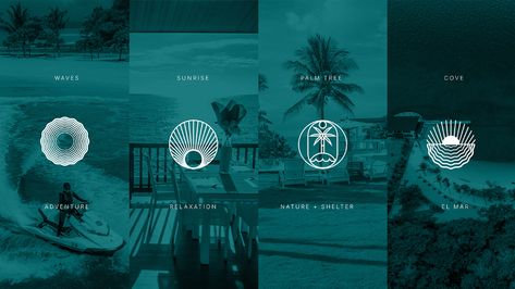 El Mar Resort - Brand Identity Design on Behance Resort Branding Design, Hotel Identity Design, Luxury Resort Branding, Resort Logo Design Ideas, Resort Graphic Design, Beach Hotel Logo, Pool Branding, Resort Brand Identity, Beach Resort Logo