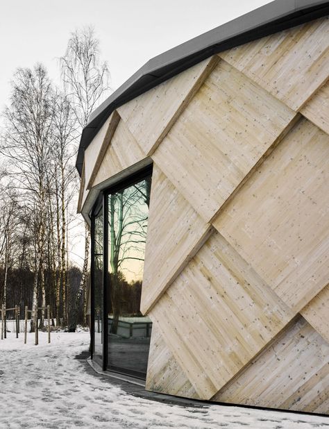 Tengbom's completes pine cone-inspired trail centre in a Swedish nature reserve Wood Facade, Wooden Architecture, Wood Architecture, Timber Cladding, Exterior Cladding, Into The Woods, Architecture Exterior, Facade Architecture, Facade Design