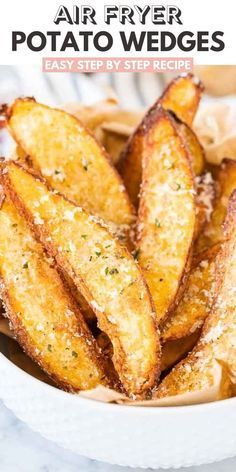 Air Fryer Potato Wedges, Baked Potato Wedges, Air Fryer Potato, Smores Dessert, Air Fried Food, Air Fryer Oven Recipes, Air Fry Recipes, Air Fryer Recipes Chicken, Air Fryer Dinner Recipes