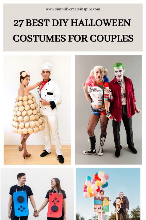 Explore a variety of unique and creative DIY Halloween costumes tailored for couples. From simple to elaborate, these homemade adult couple costume concepts are not only entertaining but also guaranteed to catch everyone's attention at any costume party you attend. Be prepared to stand out in style and creativity with these fun ideas that are easy to put together and bound to make a lasting impression on fellow party-goers. Couples Costumes Homemade, Unique Couple Costumes 2024, Funny Diy Costumes For Couples, Punny Halloween Costume Couples, Creative Couples Costumes 2024, Pun Halloween Costumes Couples, Couples Costumes 2024 Funny, Couple Diy Costumes Halloween, Hole In One Couples Costume