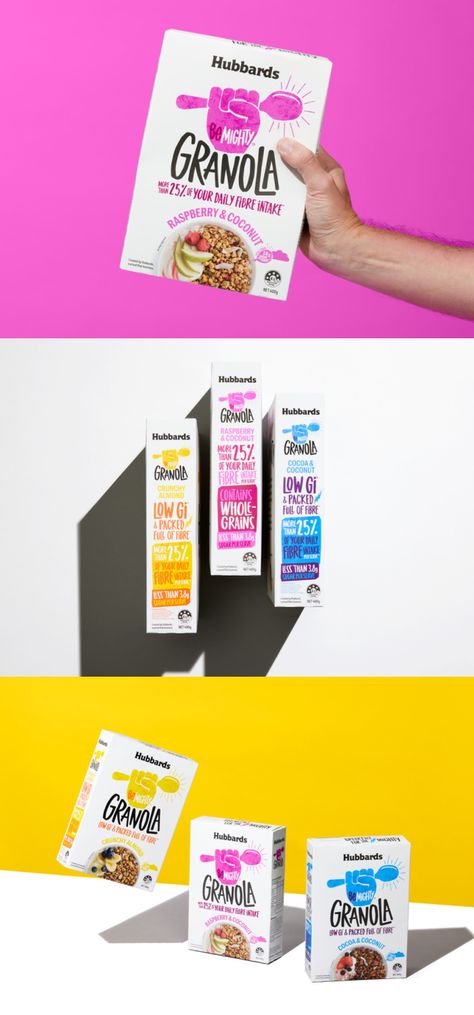 Cereal Packaging Design Ideas, Muesli Packaging Design, Cereal Box Packaging Design, Millet Packaging Design, Granola Package Design, Cereal Design Packaging, Cereal Logo Design, Natural Food Packaging, Granola Packaging Ideas