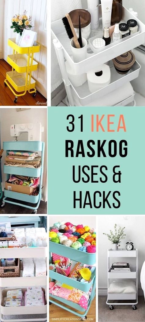 #organizer #homestorage #storagehacks #organization Ikea Cart Playroom, Ikea Raskog Cart Bathroom, Ikea Trolly Ideas, Ikea Rolling Cart Kitchen, 3 Tier Trolley Storage Ideas, Ikea Raskog Cart Craft Storage, Ikea Craft Cart, Organizing Cart Ideas, Trolley Ideas Bedroom