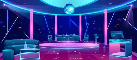 Nightclub dance floor illustration Free ... | Premium Vector #Freepik #vector #music #party #cartoon #table Drinks On Table, Nightclub Dance Floor, Nightclub Interior, Floor Illustration, Party Concept, Party Vector, Dance Background, Party Cartoon, Episode Backgrounds