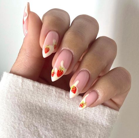 25 Juicy Fruit Nails Perfect for Spring & Summer Red Fruit Nails, Fruit Summer Nails, Summer Nails Fruit, Fruity Nails, Aesthetic Nail Ideas, Nails Fruit, Fruit Nail Designs, Nails Work