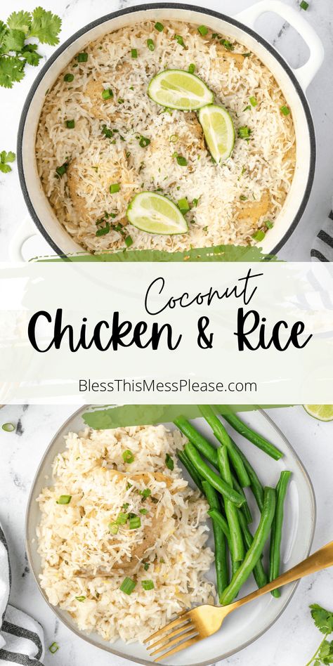 Chicken Thighs Rice, Coconut Chicken Recipe, Coconut Milk Chicken, Easy Chicken Dinner, Chicken And Rice Recipe, Chicken Dinner Recipe, Coconut Lime Chicken, Easy Chicken And Rice, Coconut Milk Recipes