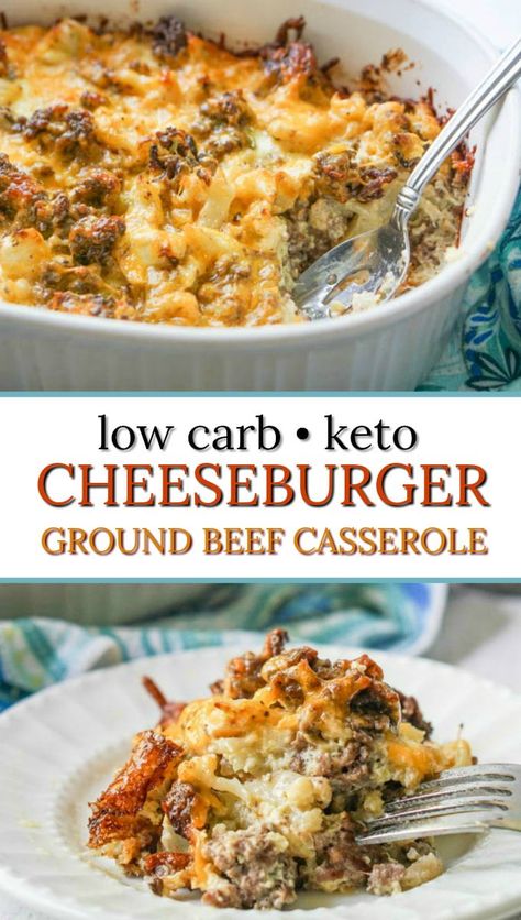 Ground Beef Cauliflower, Beef Cauliflower, 1200 Calorie Diet Meal Plans, Cheesy Ground Beef, Low Carb Low Fat Recipes, Cheeseburger Casserole, Low Carb Casseroles, Boiled Egg Diet Plan, Ground Beef Casserole