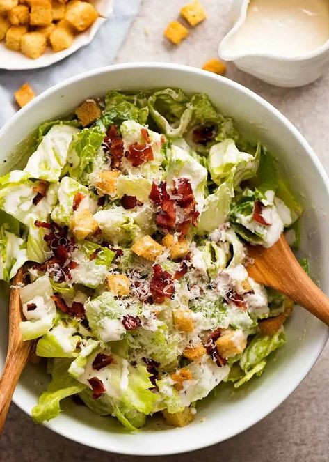 Recipe Tins, Ceaser Salad Recipe, Recipe Tin Eats, Best Caesar Salad, Salad Caesar, Caesar Salads, Ceasar Dressing, Tin Eats, Caesar Salad Dressing Recipe