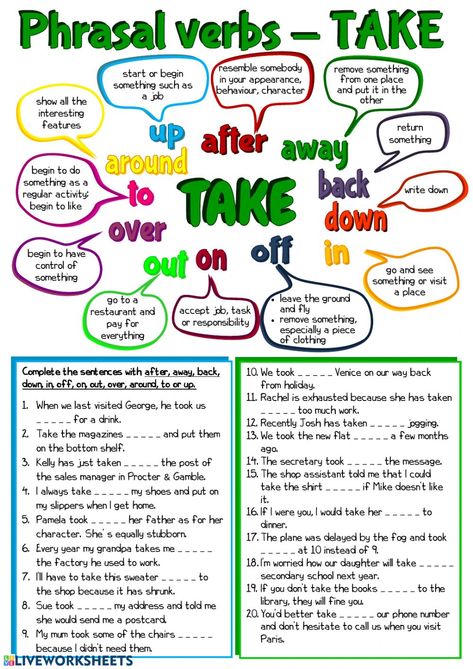 Phrasal verbs interactive and downloadable worksheet. You can do the exercises online or download the worksheet as pdf. Get Phrasal Verb, Phrasal Verbs Exercises, Phrasal Verbs Worksheet, Phrasal Verbs With Up, Phrasal Verbs English, Verbs Activities, Phrasal Verb, Idioms And Phrases, Verb Worksheets