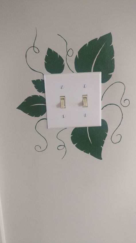 Cute Wall Designs Paint Bedrooms, Simple Wall Decor Painting, Green Paint Wall Design, Aesthetic Wall Design Paint, Design For Switch Board, Hand Painted Wall Art Bedrooms, Simple Wall Paintings For Bedroom, Room Wall Painting Bedrooms Simple, Cute Wall Designs Paint