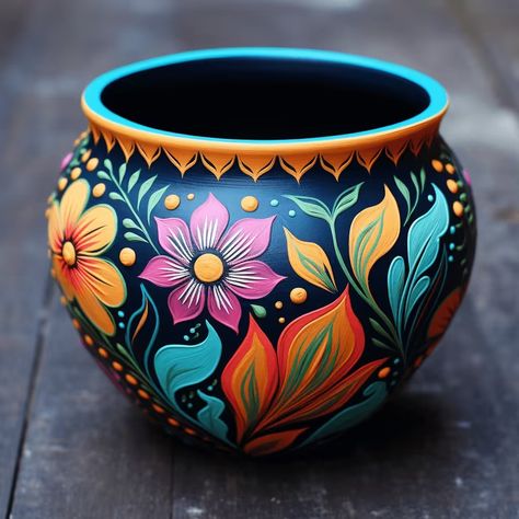 Simple and Easy Pot Painting Ideas to Amp Up Your Home Decor Pot Painting With Clay, Painting On Ceramic Pots, Clay Pot Design Ideas, Gullak Painting Designs, Pot Painting Ideas Simple, Clay Pot Designs Paint, Pots Design Ideas Paint, Ceramic Pot Painting Ideas, Gullak Painting