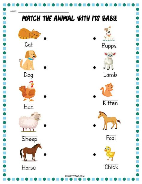 Animals And Their Babies Worksheets {Free 10 Page PDF} Young Ones Of Animals, Animals And Their Babies, Farm Animals Preschool, Mother And Baby Animals, Nursery Worksheets, Baby Animal Names, Preschool Pictures, Animal Activities For Kids, English Activities For Kids