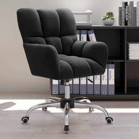 This wiggle chair, with its armrests made of soft faux cotton and linen and thickly cushioned cushions, can keep toddlers safe in a bedroom or a small home office since it has no sharp edges to trip them. It can be moved about referring to the sturdy metal base and casters. Comfortable for days on end at work because of the high-elasticity sponge, the chair is both luxurious and fashionable, and it can be adjusted to fit the height of the working desk or relax the hips for certain use.In a varie Wiggle Chair, Contemporary Living Room Chairs, Comfy Office Chair, Modern Desk Chair, Modern Office Chair, Work Chair, Black Office Chair, Swivel Office Chair, Leather Office Chair