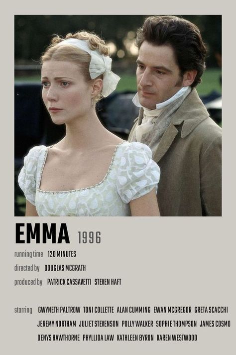 Emma Jane Austen Movie, Emma Movie Poster, Emma Gwyneth Paltrow, Emma 1996, Emma Movie, Famous Movie Posters, Novel Movies, Period Drama Movies, Romcom Movies