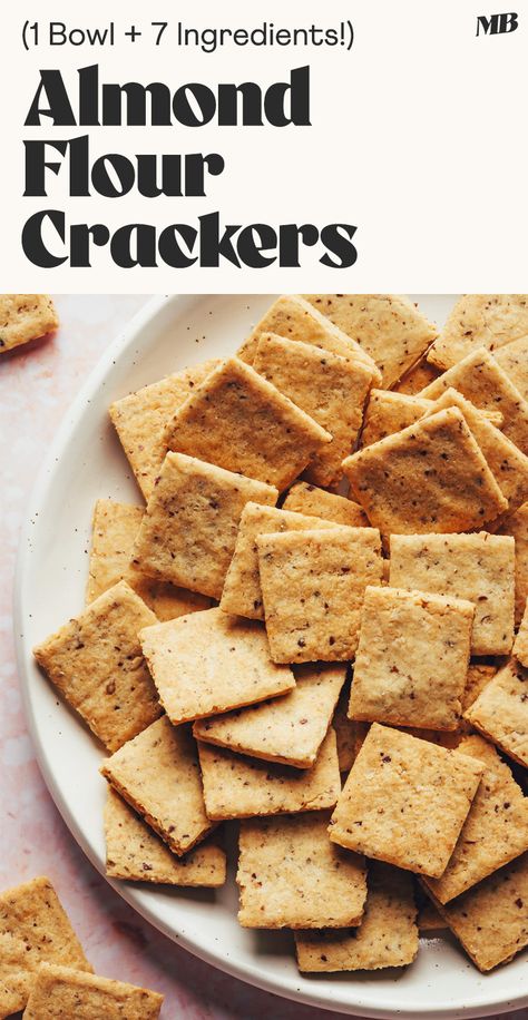 Almond Flour Crackers Recipe, Almond Flour Crackers, Gluten Free Cracker Recipe, Crackers Homemade, Make Almond Flour, Healthy Crackers, Healthier Snacks, Vegan Waffles, Gluten Free Crackers