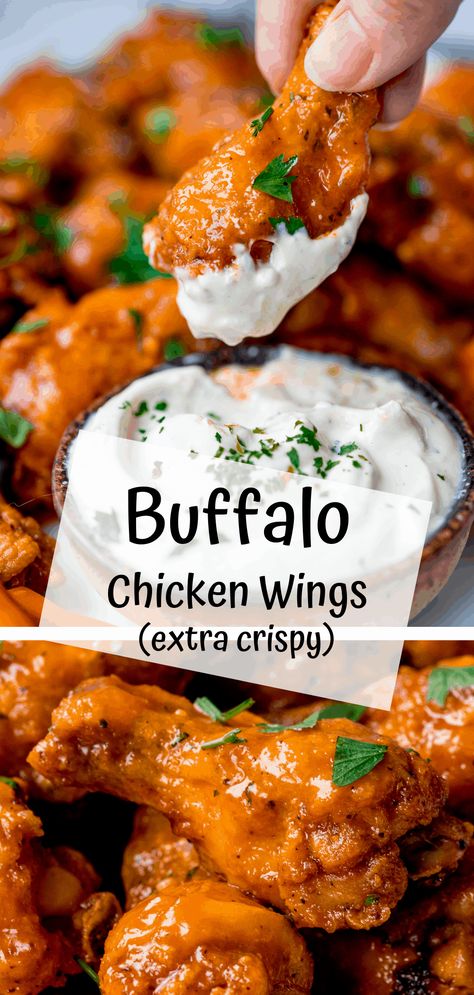 How To Prep Chicken Wings, Easy Homemade Buffalo Sauce, Buffalo Wings Recipe Baked, Pool Menu, Chicken Wing Sauce Recipes, Wings Recipe Baked, Baked Buffalo Wings, Hot Wing Recipe, Crispy Baked Chicken Wings