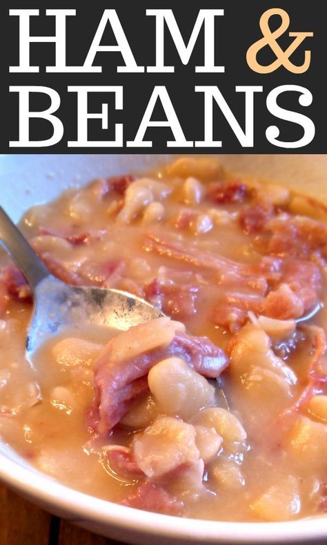 Ham And Beans Soup, Lima Beans And Ham, Ham Beans, Crockpot Ham And Beans, Ham Hocks And Beans, Beans And Ham, Ham Soup Recipes, Ham And Bean, Crockpot Ham