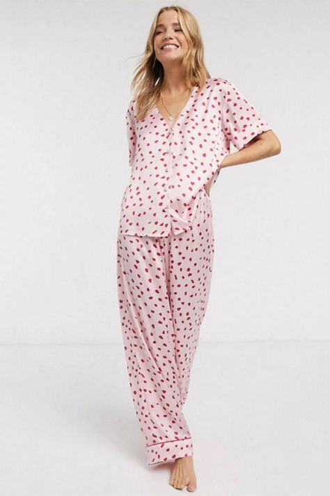 Valentines Day Pajamas, Valentines Pajamas, Womens Pj Sets, Designer Pajamas, Satin Pj Set, Cute Valentines Day Gifts, Cute Presents, Glamour Uk, Pyjama Sets