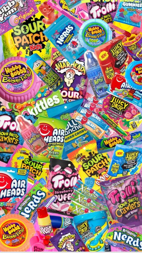 Umm Early 2000s Candy, American Candy Aesthetic, 2000s Candy, Good Candy, Gummies Candy, 90s Party Ideas, Squishy Food, Candy Wallpaper, Bus Advertising