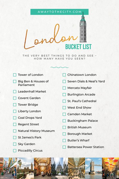 London bucket list from locals: Planning a trip to London and wondering what to do? We've curated a list of 24 things you absolutely cannot miss in this gem in the UK! Save this bucket list to ensure you see the very best things in London, and refer to our post to read more details about each sight and get inspired by our photos. | London tips | Things to do in London | London holiday | London itinerary | London tips & tricks London List Things To Do, Things To In London, London Must Visit Places, Vacation In London, Things To Visit In London, London Travel Checklist, What To See In London In 3 Days, Things To Do In England Bucket Lists, London Must See Bucket Lists