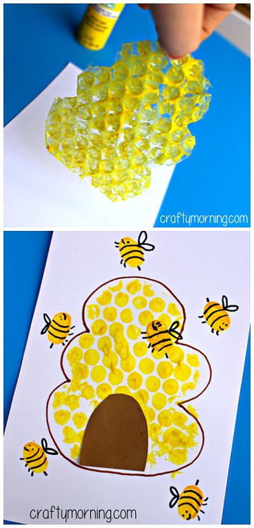 Bubble Wrap Beehive + Fingerprint Bee Craft for Kids! #Bee art project | CraftyMorning.com Insects And Spiders Preschool Activities, Bee Art Project, Bee Craft, Bee Crafts For Kids, Theme Preschool, Insects Theme, Bug Crafts, Spring Preschool, Daycare Activities