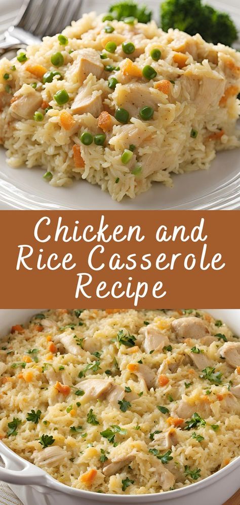 Chicken and Rice Casserole Recipe | Cheff Recipes Quick Chicken And Rice Dinner, Rice For Dinner Recipes, Easy Casserole Dishes Simple Recipes, Chicken With Rice Casserole, Chicken And Rice Casserole Recipes Easy, Chicken Rice Casserole Easy, Rice Dinner Recipes Main Dishes, Chicken Rice Recipes Easy, Rice And Chicken Recipes