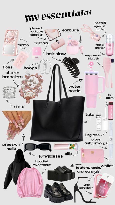 #essentials #myessentials #whatsinmybag #daayiim Uni Essentials, School Emergency Kit, Everyday Bag Essentials, Beach Bag Essentials, Gym Bag Essentials, Beautiful Butterfly Photography, School Bag Essentials, Travel Bag Essentials, School Kit