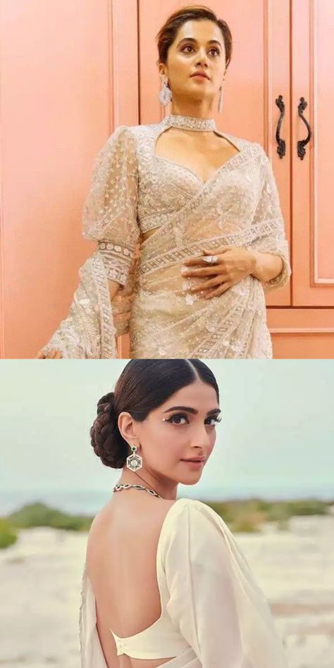 latest saree blouse designs bollywood celebrities Celebrity Saree Blouse Design, Long Blouse Design, Celebrity Blouse Designs, Latest Saree Blouse Designs 2024, Saree Blouses Designs Latest, Luxury Unstitched Bollywood Style Blouse, Blouse Designs New Latest, Trending Saree Blouse Designs, Luxury Bollywood Blouse With Motifs