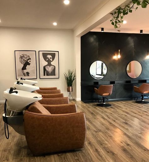 BLUSH GIRL SALON ~ A #feminine #contempory #salonspace with our Chloe Tan Salon Chair and Hazel Tan #hairdressingbasin. 📸 @blushgirlsalon Tan Salon, Girl Salon, Salon Interior Design Ideas, Black Hair Salons, Nail Salon Interior Design, Beauty Salon Interior Design, Nail Salon Interior, Hair Salon Design, Interior Design Pictures