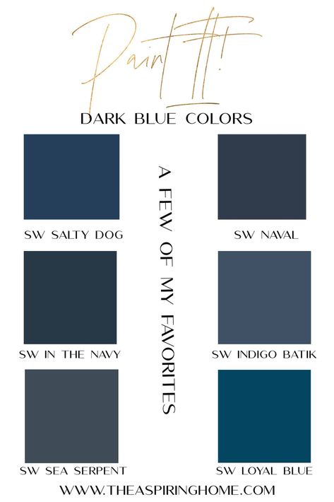 Navy Blue Sherwin Williams Paint, Dark Blue Sherwin Williams Paint, Sherwin Williams Dark Blue, Best Dark Blue Paint Colors, Sherwin Williams Navy, Basement Cabinets, Blue Interior Paint, Deep Blue Paint, Blue Bedroom Paint