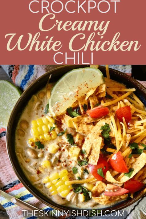 Carnitas Crockpot, White Chicken Chili Slow Cooker, Chicken Chili Crockpot, Crockpot White Chicken Chili, Creamy White Chicken Chili, Tasty Recipe, White Chicken Chili, White Chicken, Cooking Games