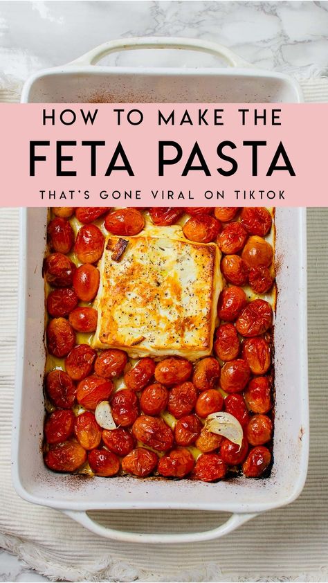 Dinner Recipes Beef, Cherry Tomatoes Feta, Baked Feta Pasta, Birthday Cake Decorating Ideas, Baked Feta, Recipes Beef, Dinner Recipes For Family, Feta Pasta, Viral On Tiktok