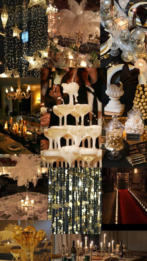 #greatgatsby #moodboards #party #gold #black #red #1920s #1920saesthetic Roaring 20s Birthday Party, 20s Party Decorations, Roaring 20s Birthday, Great Gatsby Prom, Gatsby Birthday Party, Masquerade Ball Party, Great Gatsby Themed Party, Sweet Sixteen Birthday Party Ideas, Masquerade Theme