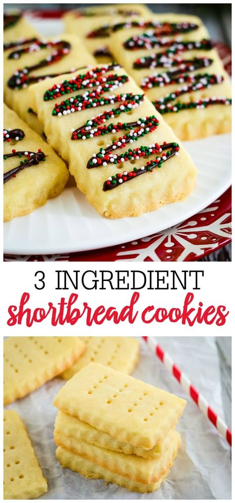 These easy Shortbread Cookies only have three ingredients, and require just a few minutes of prep time. You will love how they melt in your mouth! #shortbreadcookies #shortbread #cookies #holidaycookies #3ingredient Easy Shortbread Cookies, Small Pies, Easy Shortbread Cookie Recipe, 21 Cake, Easy Shortbread, Fitness Images, Shortbread Cookies Recipe, Homemade Shortbread, Shortbread Cookies Christmas