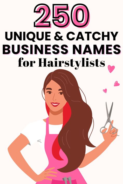 As a hairstylist, your business name is one of the first things that potential clients will notice about you. It's important to have a catchy and memorable name that reflects your unique style and brand. Here are 250 creative business names for hairstylists! Username For Hairstylist, Salon Studio Names, Hairstylist Usernames, Hair Studio Names Ideas, Cosmetology Username Ideas, Cosmetology Name Ideas, Instagram Hair Account Names, Name Ideas For Hair Business, Names For Salons Ideas