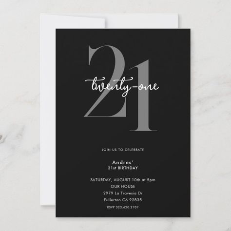 Create your own Invitation | Zazzle Black White Party Invitation, White And Black Invitations, 21st Birthday Party Invitations Ideas, 21 Invitations Design, Fiestas Black And White, Black And White Invitations Birthday, Black And White 21st Birthday Party, 21st Birthday Ideas Black, Invitation Birthday 18th