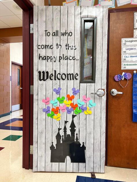 Disney Themed Library, Disney Theme Classroom Door Ideas, Disney Classroom Decorations Diy, Disney Classroom Birthday Board, Disney Preschool Classroom Decor, Disney Prek Classroom, Classroom Decor Disney, Disney Preschool Graduation Theme, Disney Room Transformation Classroom