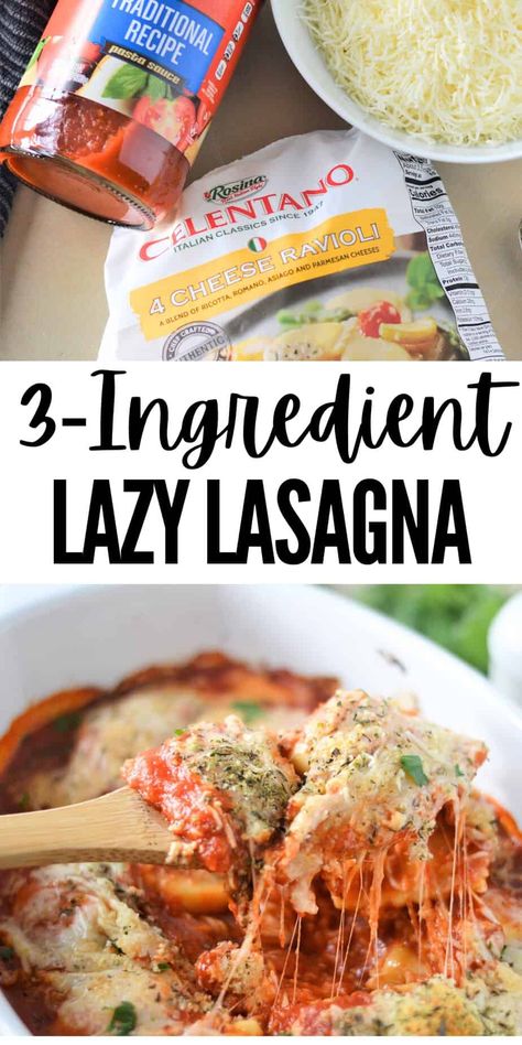 Looking for a simple dinner that won't break the bank? Try this Lazy Lasagna! With just three ingredients and made in one pan, it’s a total game changer for busy weeknights. Budget friendly and kid approved! Flavorful, filling, and super easy to whip up, this dish will quickly become a weeknight favorite. Easy One Pan Lasagna Recipe, Lazy Lasagna Tortellini, Crock Pot Lazy Lasagna, Lazy Girl Lasagna, Lazy Lasagna Ravioli, Lazy Mom Dinners, Lazy Day Lasagna, Ravioli Casserole, Lazy Lasagna