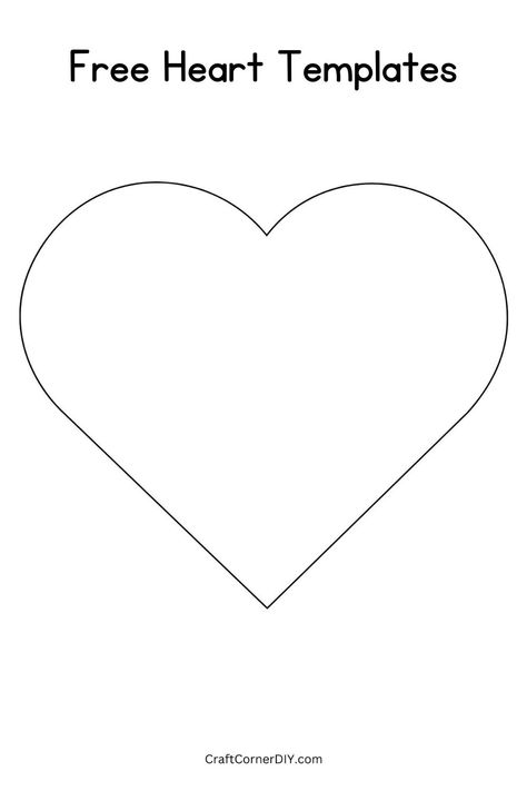 Picture of free large heart template. Heart Shaped Template Free Printable, Heart Person Craft, Heart Outline Printable, Heart Card Template Free Printable, Free Heart Templates Free Printables, Outline Of A Heart, Heart Sewing Patterns Printable, Free Heart Printables Templates, Heart Shape Template Free Printable Valentines Day