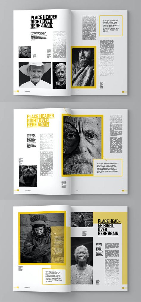 Layout Page Design, Graphic Magazine Layout, Newsletter Layout Ideas, Book Layouts Graphic Design, In Design Layout Inspiration, Typography Magazine Design, Magazine Spreads Design, 2 Page Magazine Spread, Magazine Ideas Layout